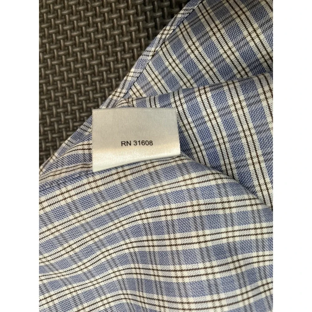 Jos A Bank Reserve Mens Dress Shirt Egyptian Cotton Blue Plaid Size 17/35‎ - Picture 7 of 8